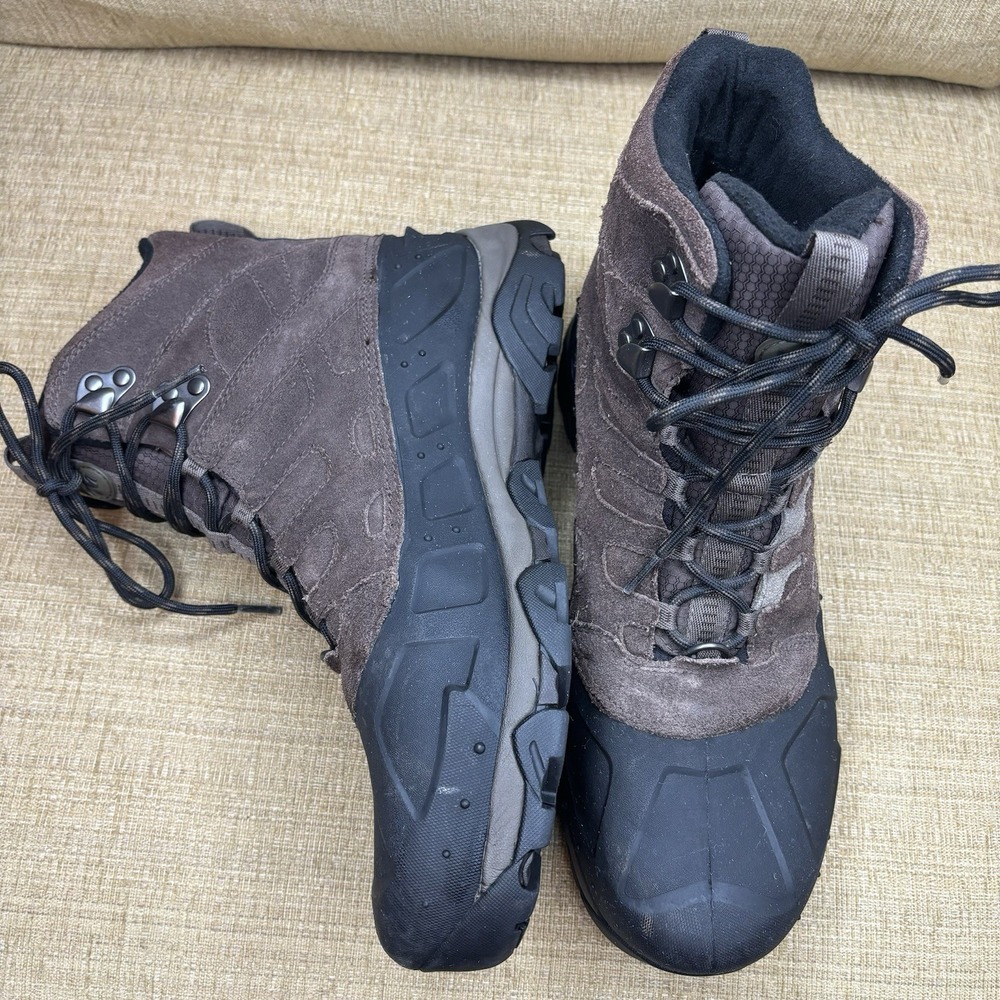 Merrell Men Moab Polar Boot 11.5 Waterproof Brown Suede Hiking Insulated Icegrip